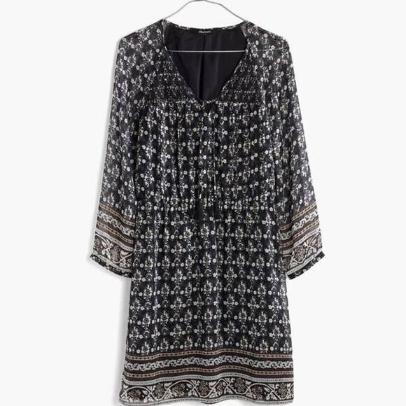 Madewell Lace-Up Dress in Burnished Floral Size 0 NWOT - Picture 2 of 7